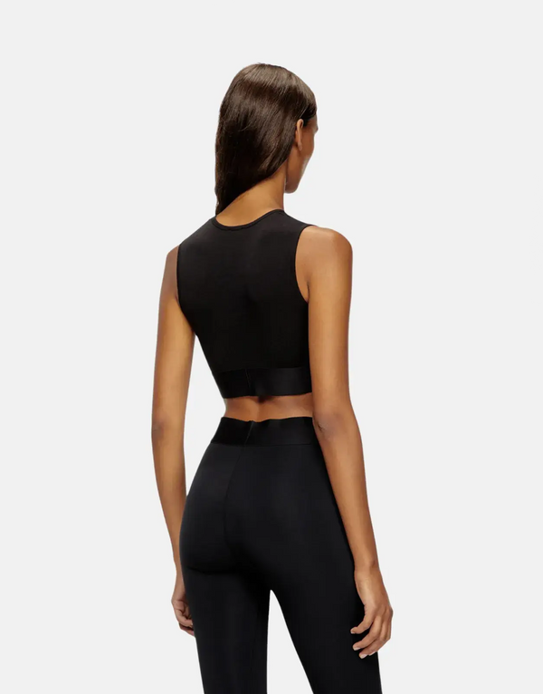 Diesel Ada D-Pop Black Cropped Tank Top: Iconic Maxi Logo, Soft Stretch Cotton