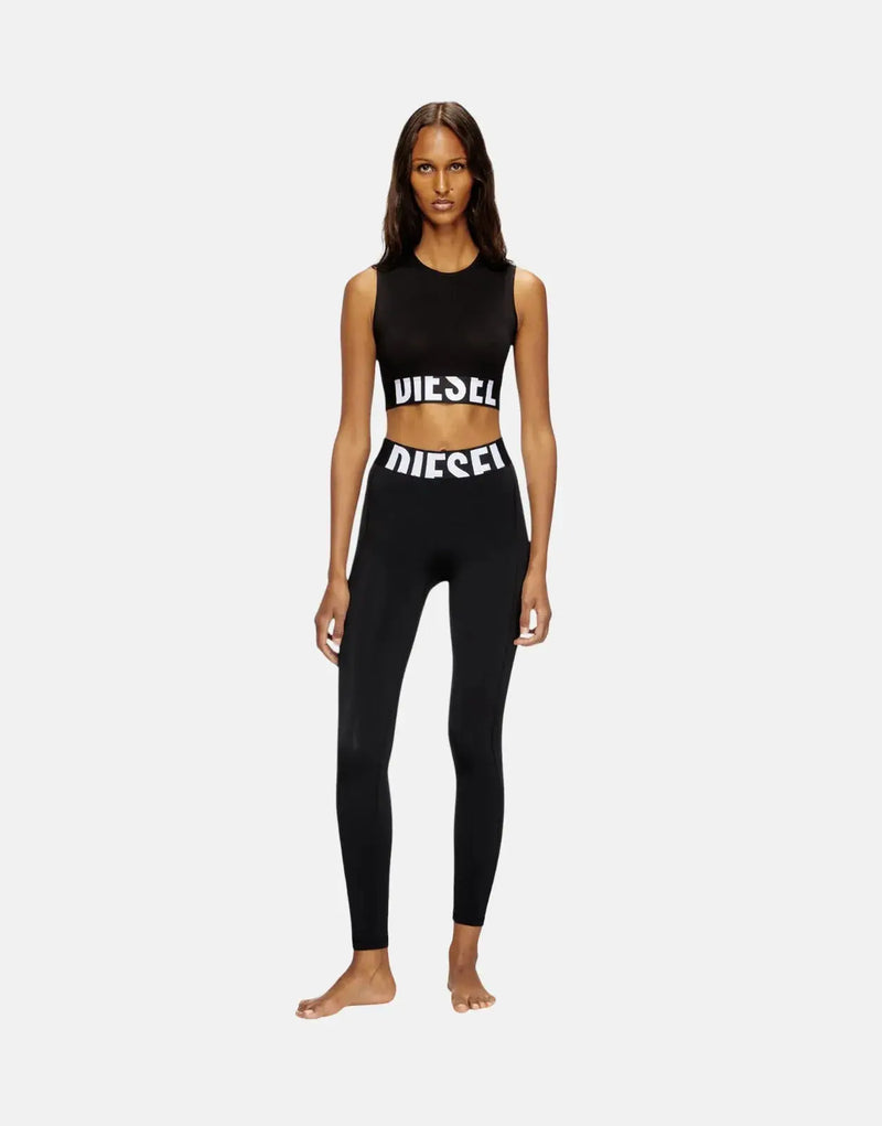 Diesel Ada D-Pop Black Cropped Tank Top: Iconic Maxi Logo, Soft Stretch Cotton