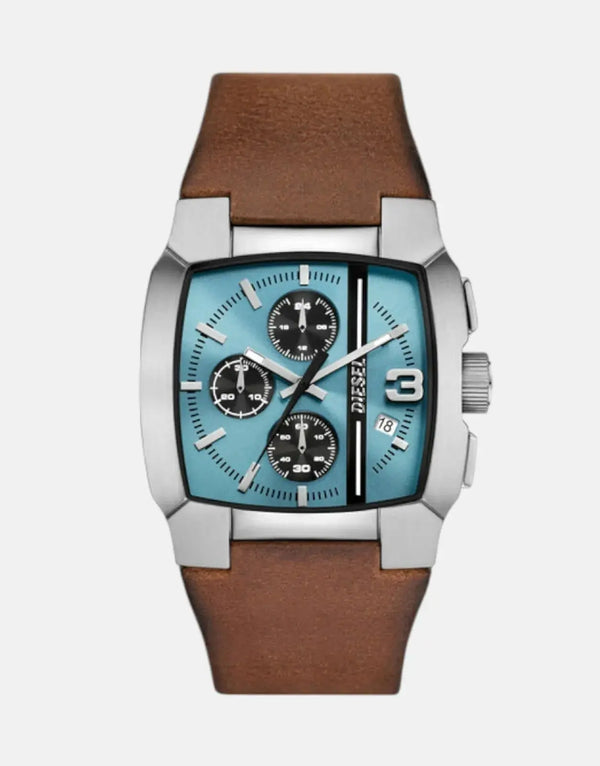 Bold Diesel Cliffhanger Men's Blue Sunray Chronograph Brown Leather Watch