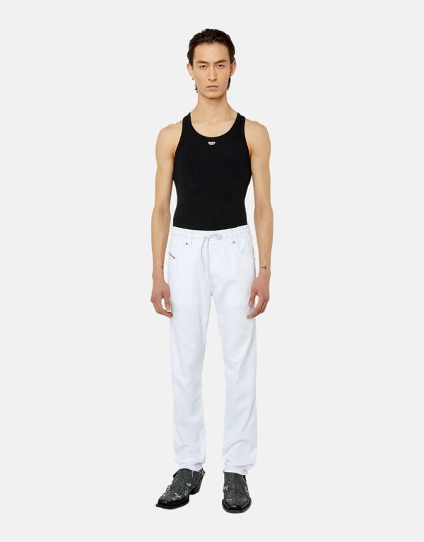 Diesel D-Krooley Jogg Sweat Jeans: Ultimate Comfort Tapered Fit White Denim