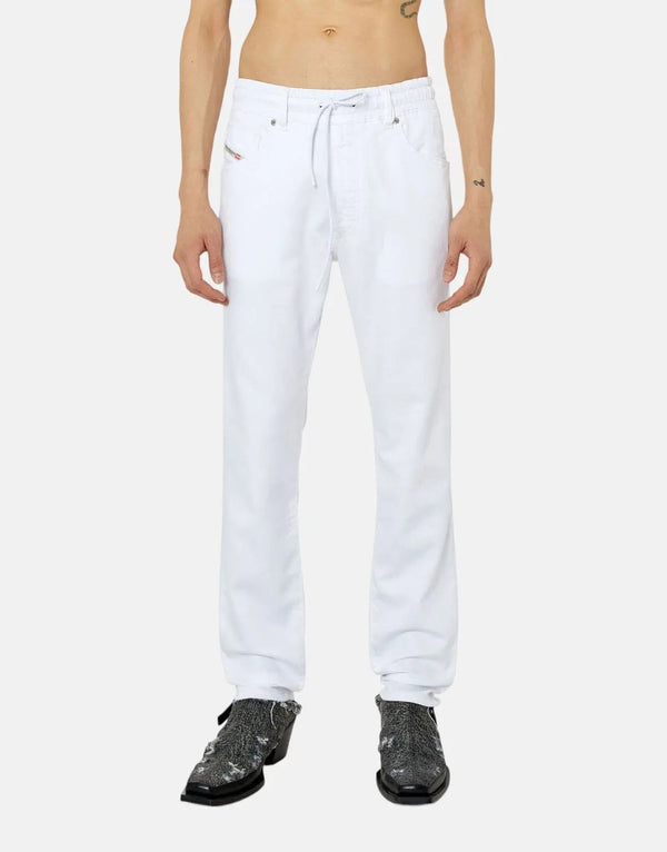 Diesel D-Krooley Jogg Sweat Jeans: Ultimate Comfort Tapered Fit White Denim