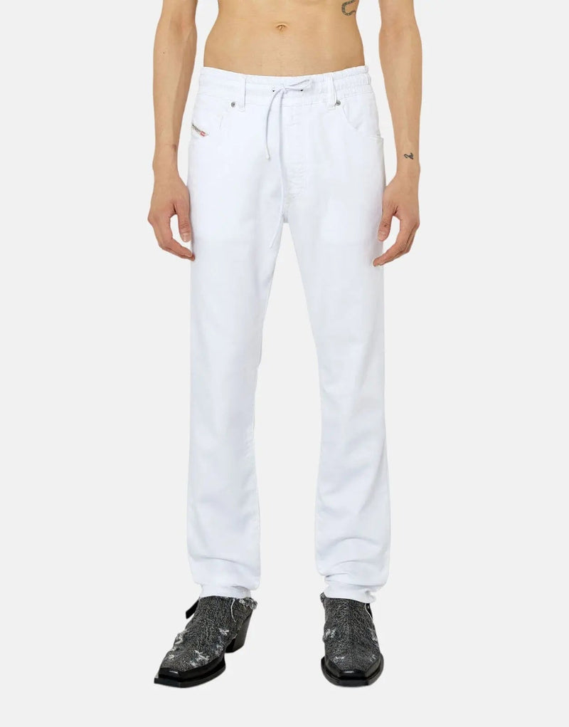 Diesel D-Krooley Jogg Sweat Jeans: Ultimate Comfort Tapered Fit White Denim