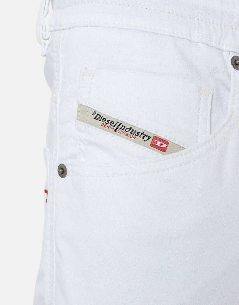 Diesel D-Krooley Jogg Sweat Jeans: Ultimate Comfort Tapered Fit White Denim