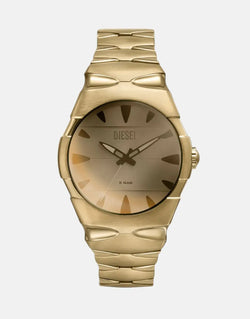 Diesel D-Sruptor Metamorph Gold Watch: Sleek Stainless Steel, Silver Dial, Water Resistant