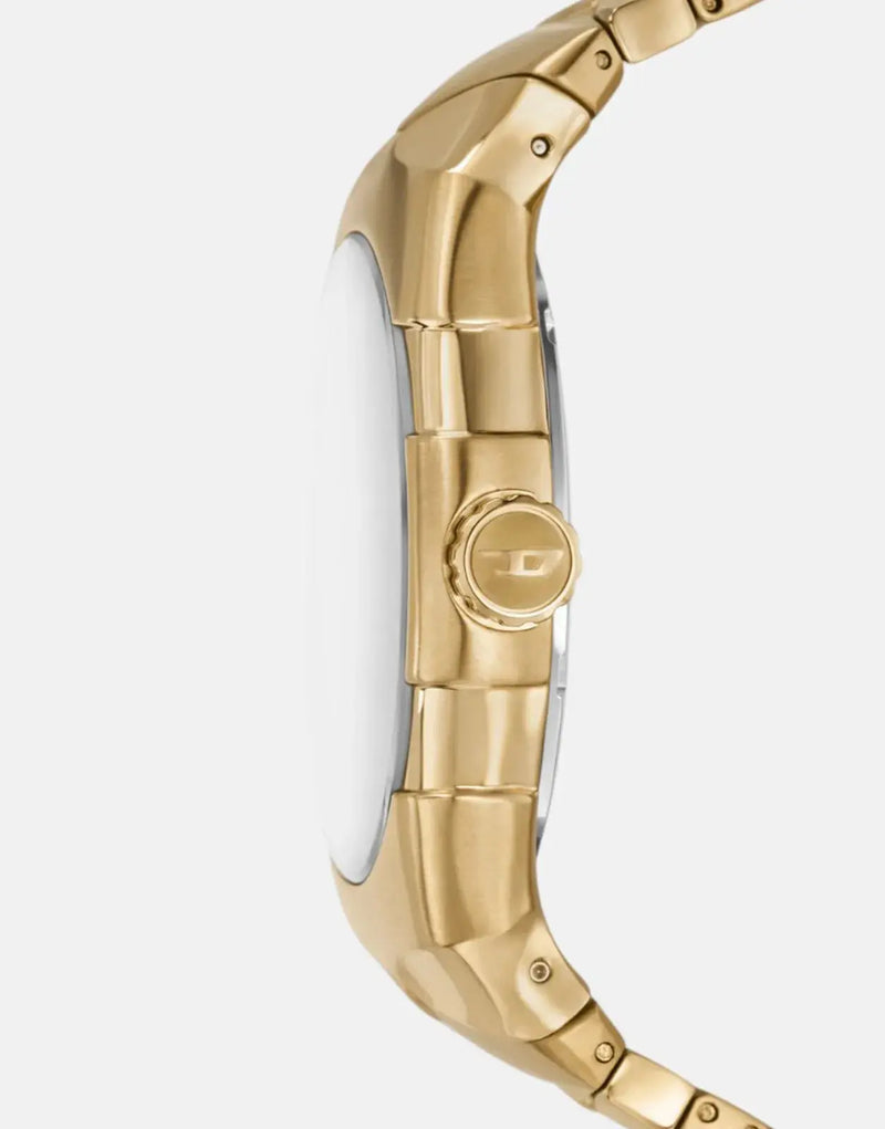 Diesel D-Sruptor Metamorph Gold Watch: Sleek Stainless Steel, Silver Dial, Water Resistant