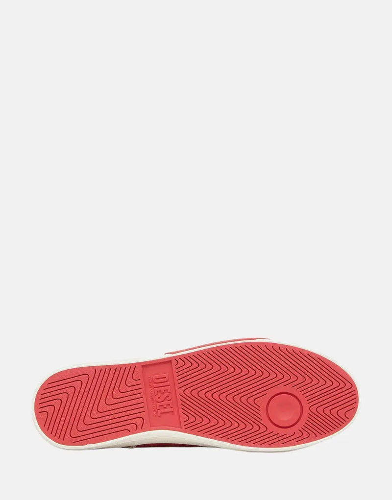 Diesel D-Verse Low Canvas Sneakers: Iconic Red D Logo, Frayed Distressed Style