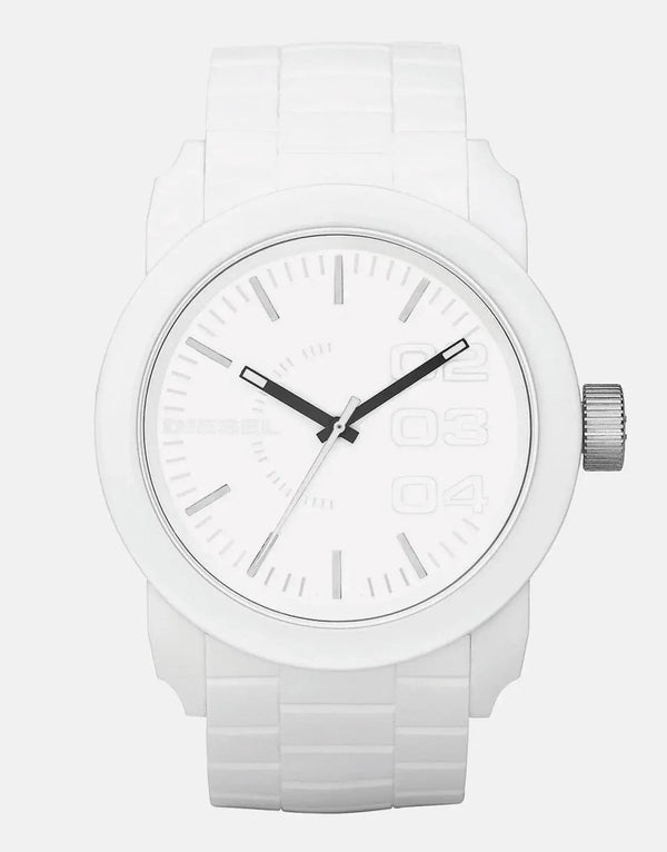 Diesel Double Down S44 Matte White Dial Silicone Strap Men's Watch