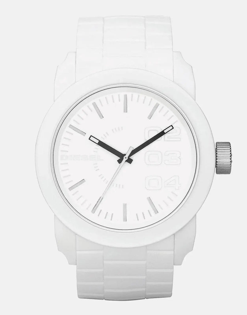 Diesel Double Down S44 Matte White Dial Silicone Strap Men's Watch
