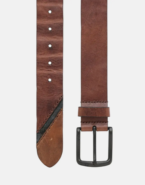 Premium Diesel B-Line Small Brown Leather Belt with Iconic Industry Logo