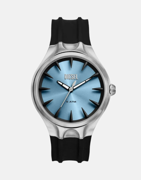 Diesel Streamline 44mm Men's Watch: Blue Dial, Sleek Black Silicone