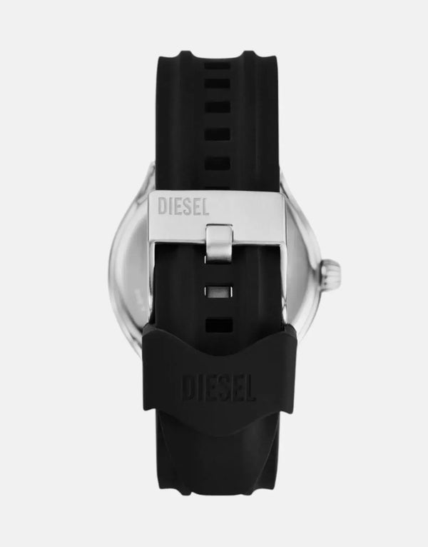 Diesel Streamline 44mm Men's Watch: Blue Dial, Sleek Black Silicone