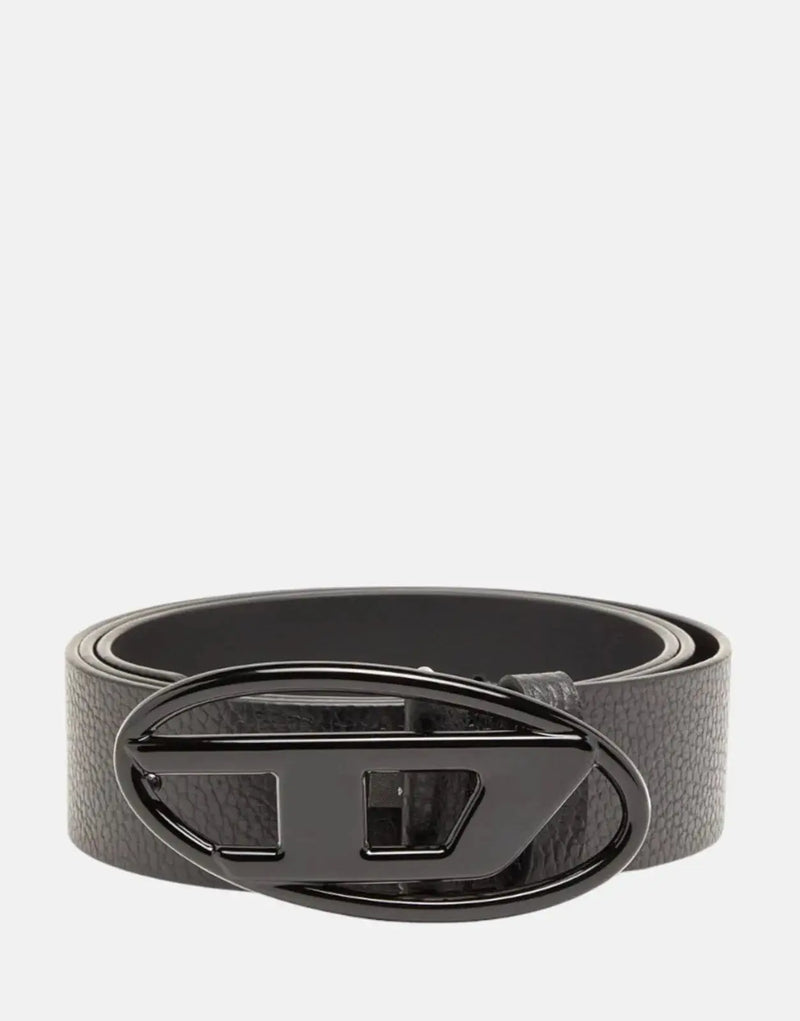 Diesel Oval D Logo Leather Belt: Unisex, Sleek, Textured, Iconic D-Buckle