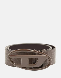 Diesel Oval D-Logo Brown Leather Belt: Stylish Unisex Textured Cowhide Accessory