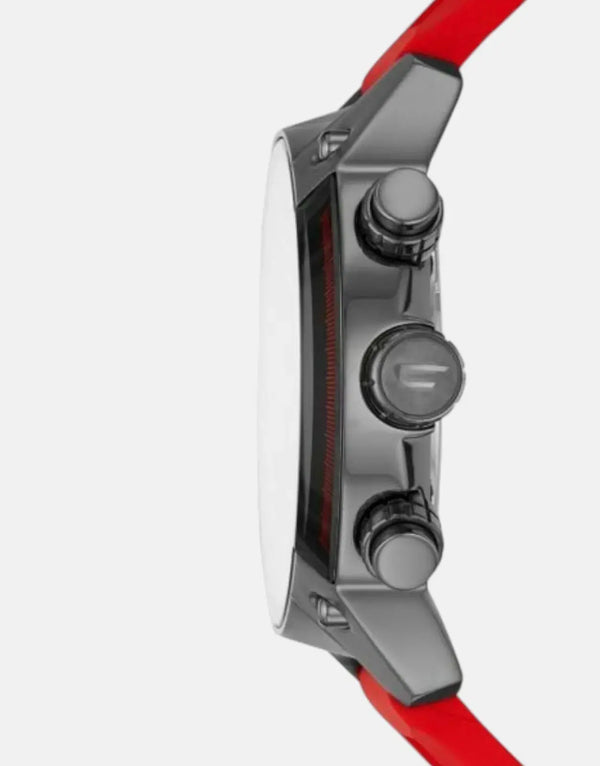 Diesel Overflow Advanced Men's Red Silicone Watch: Bold Chronograph, Water Resistant
