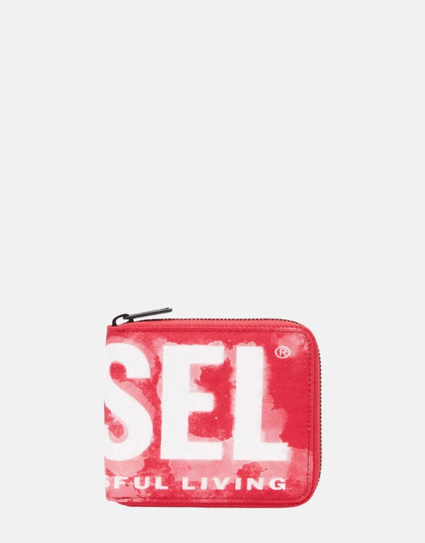 Diesel Rave D-Graphic Polyester Bi-Fold Zip Wallet for Cards and Coins
