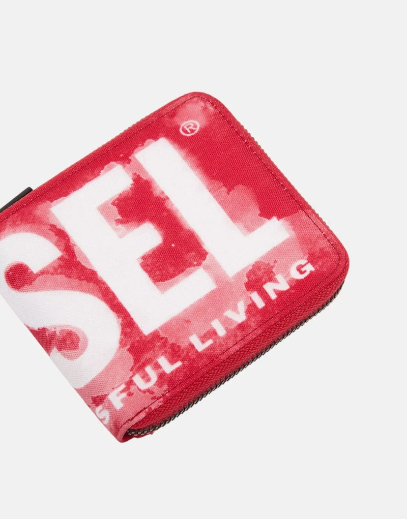 Diesel Rave D-Graphic Polyester Bi-Fold Zip Wallet for Cards and Coins