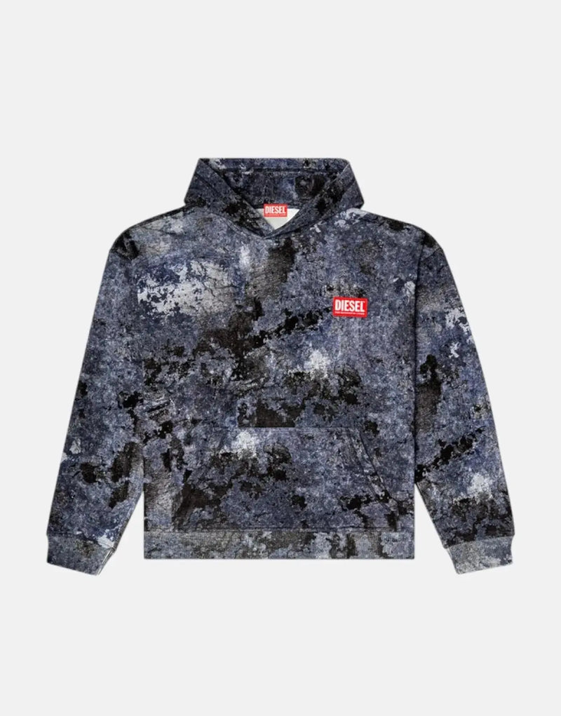 Diesel S-Boxt- Hood R8 Men's Organic Cotton Relaxed Fit Burnout Sweatshirt