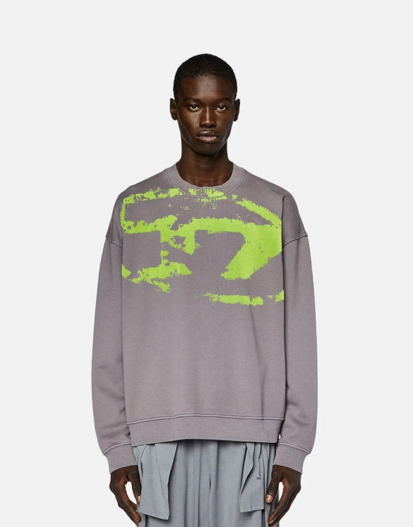 Diesel S-Boxt N5 Men's Distressed Oval D Logo Relaxed Fit Cotton Sweatshirt