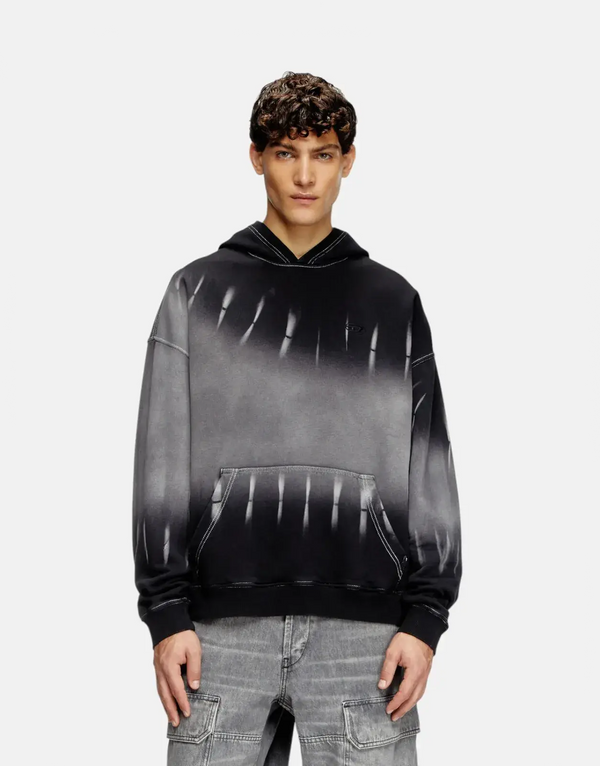 Diesel S-Boxt R2 Organic Cotton Tie-Dyed Hooded Sweatshirt with 3D Logo