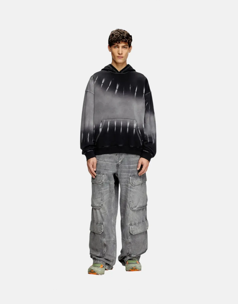 Diesel S-Boxt R2 Organic Cotton Tie-Dyed Hooded Sweatshirt with 3D Logo