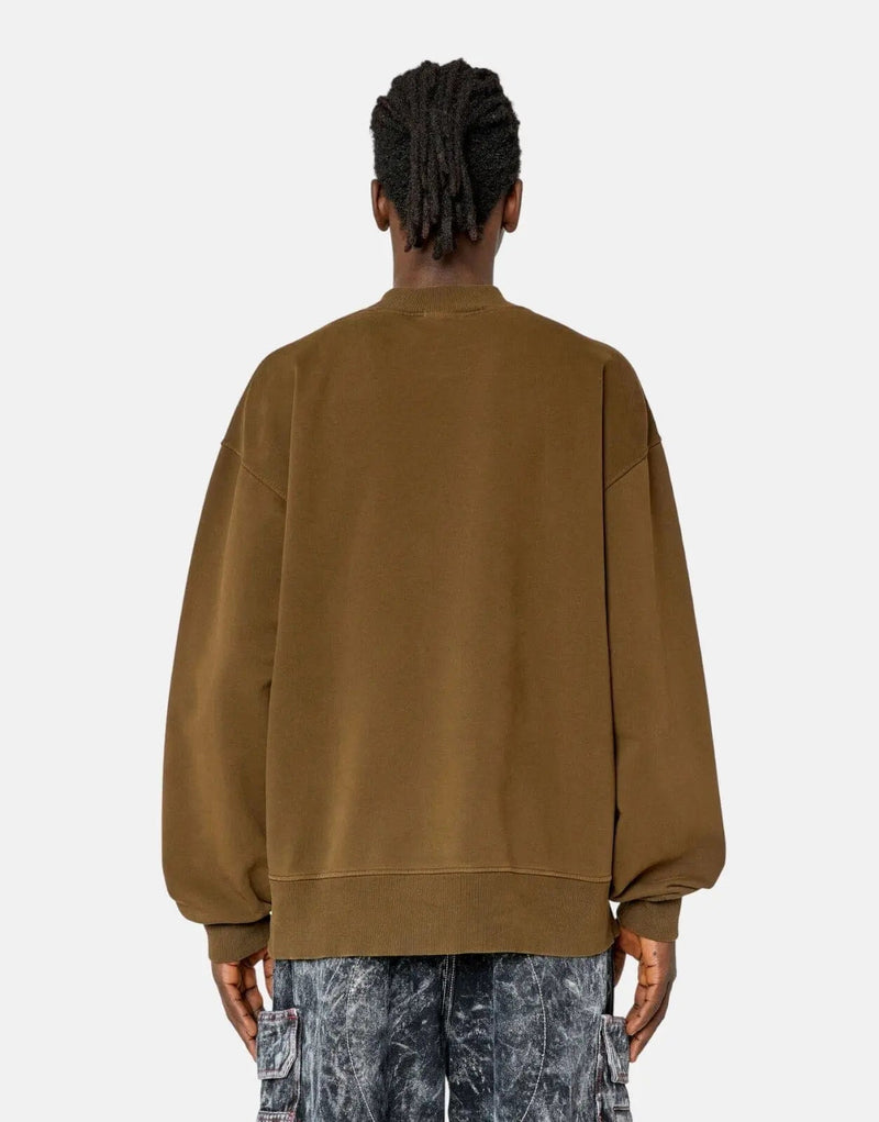 Diesel S-Mackis G1 Men's Brown Cotton Sweatshirt - Foil Puff Graphic Design
