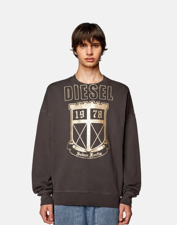 Diesel S-Rob L2 Men's Regular-Fit Drop-Shoulder Sweatshirt with Unique Puff Print