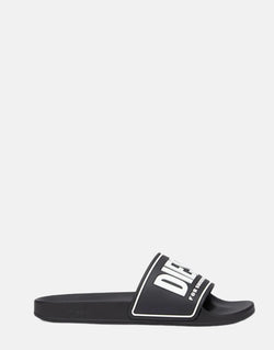 Diesel Men's SA-Mayemi Black Polyurethane Sport Slide Sandals with Logo