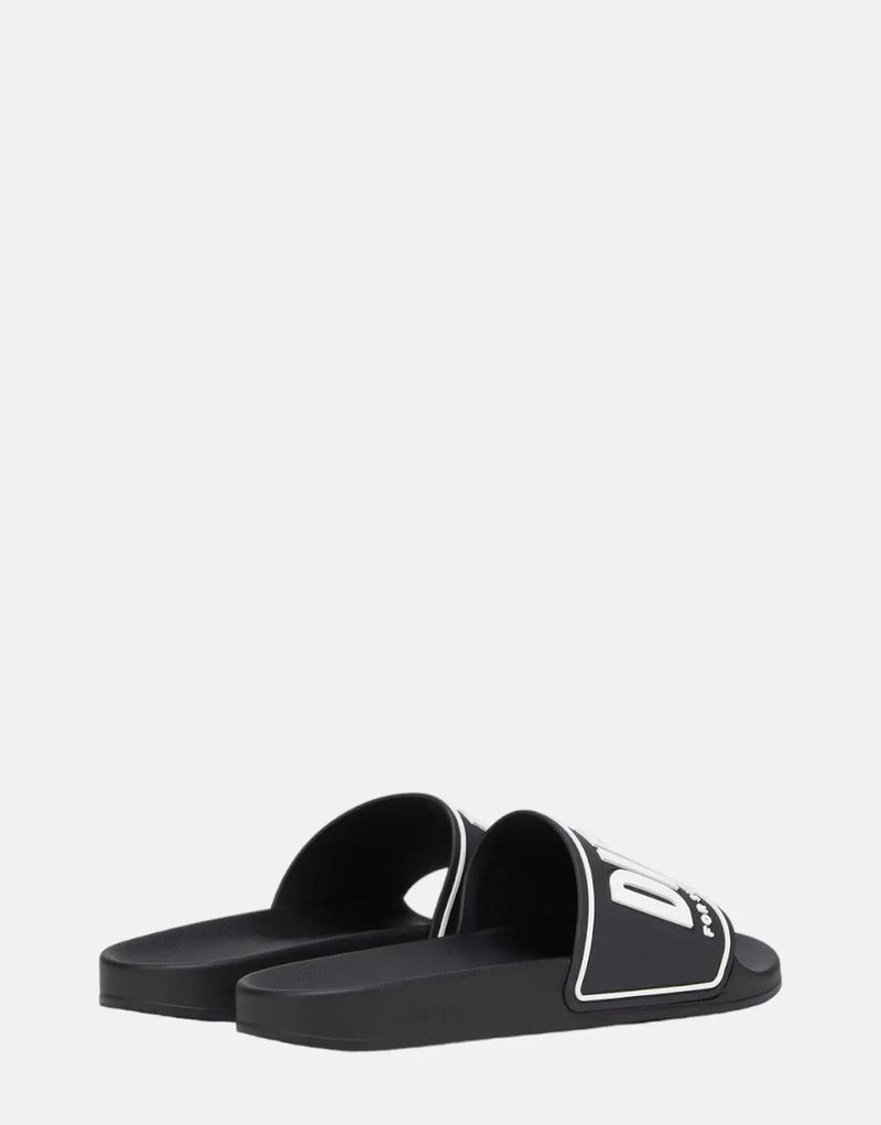 Diesel Men's SA-Mayemi Black Polyurethane Sport Slide Sandals with Logo