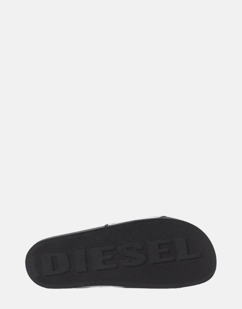 Diesel Men's SA-Mayemi Black Polyurethane Sport Slide Sandals with Logo