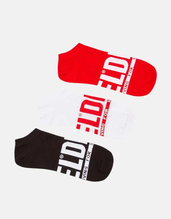 Diesel SKM-Ghost Low-Cut Socks 3-Pack with Bold Logo - Cotton Blend Stretch Comfort