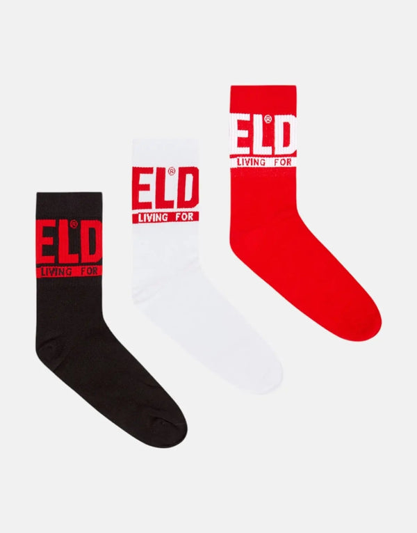 Men's Diesel SKM-RAY Organic Cotton Blend 3-Pack Socks with Logo Cuff