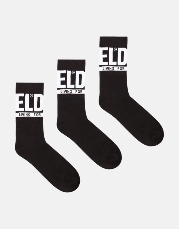 Diesel SKM-Ray Men's 3-Pack Cotton Blend Crew Socks with Logo