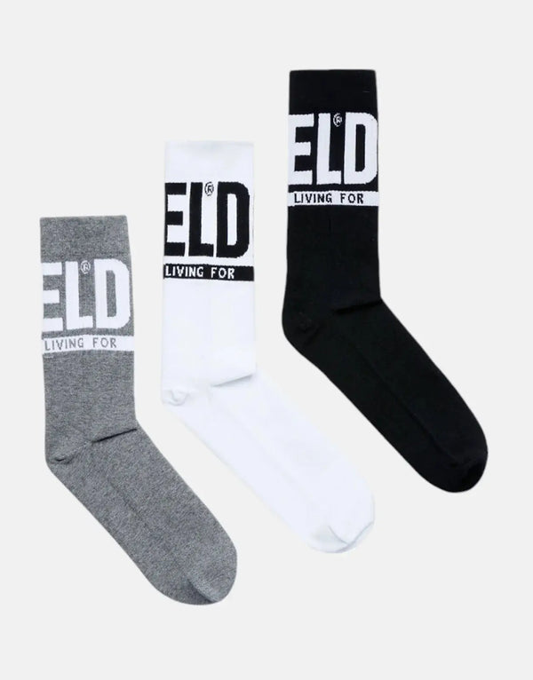 Premium Diesel SKM Ray Three-Pack Socks: Soft Cotton Blend, Iconic Logo