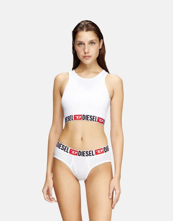 Diesel Sandra D-Core White Tank Top: Breathable Stretch Cotton, Sporty Racerback