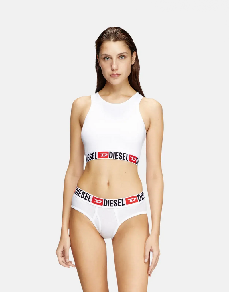 Diesel Sandra D-Core White Tank Top: Breathable Stretch Cotton, Sporty Racerback