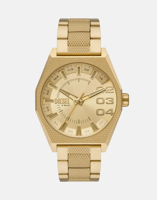 Diesel Scraper Men's Gold Stainless Steel Analog Watch - Quartz Movement