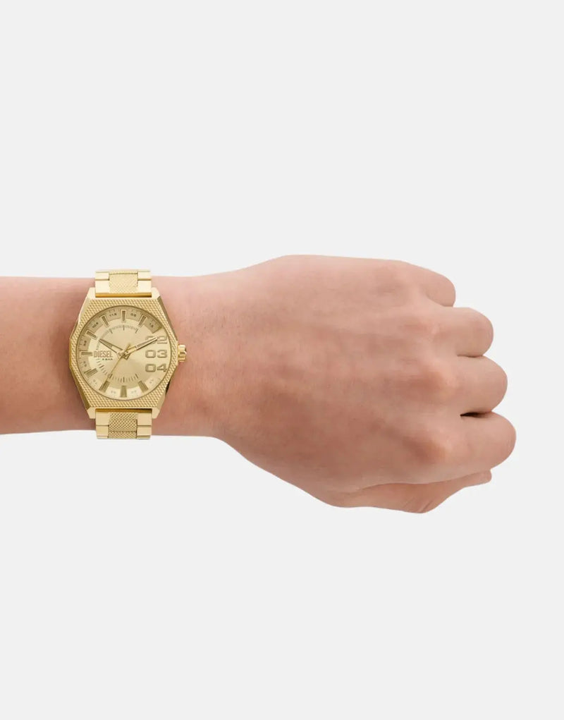 Diesel Scraper Men's Gold Stainless Steel Analog Watch - Quartz Movement