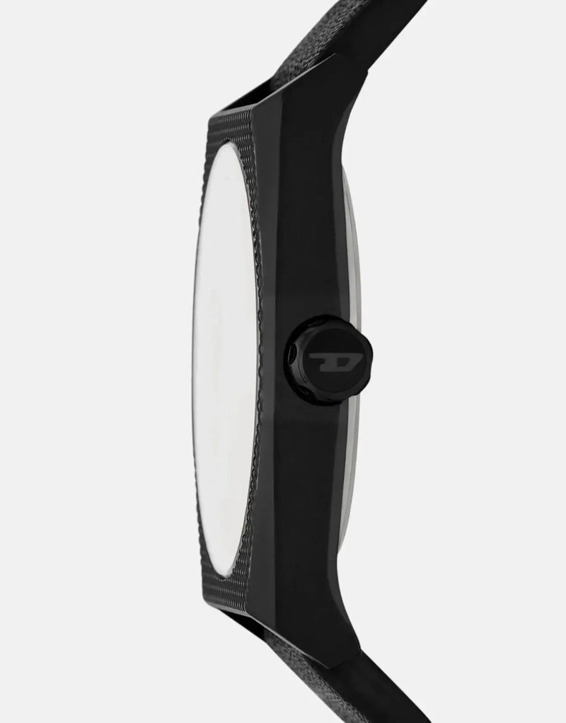 Diesel Scraper NSBB Black Leather Watch - Durable, Stylish, Quartz Movement