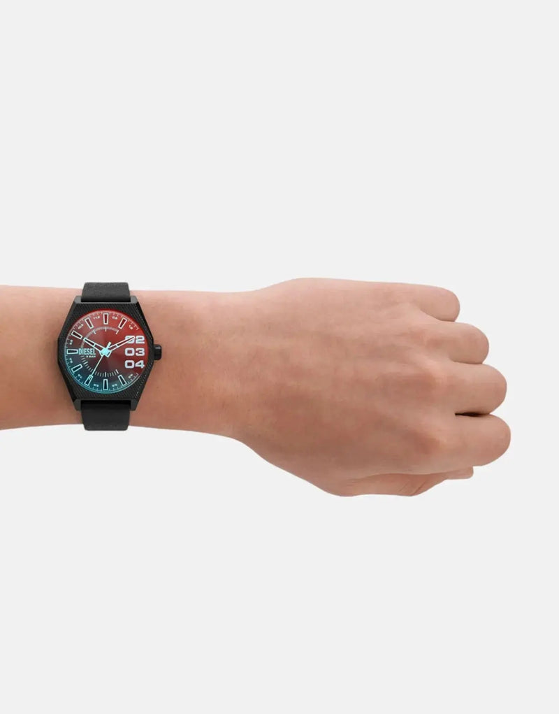Diesel Scraper NSBB Black Leather Watch - Durable, Stylish, Quartz Movement