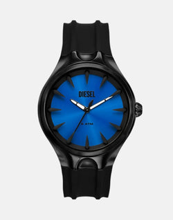 Diesel Streamline Blue Sunray Dial Watch with Black Silicone Strap