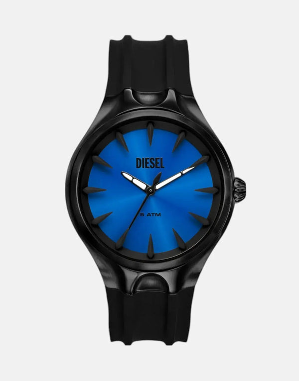 Diesel Streamline Blue Sunray Dial Watch with Black Silicone Strap