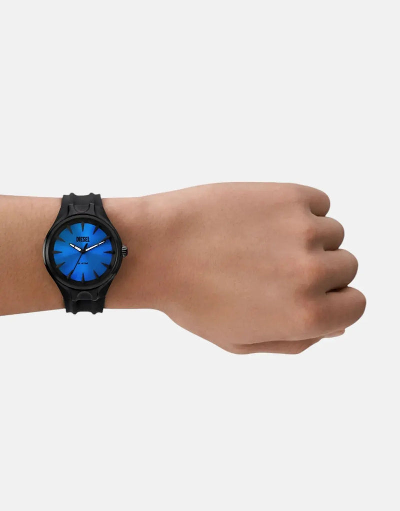 Diesel Streamline Blue Sunray Dial Watch with Black Silicone Strap