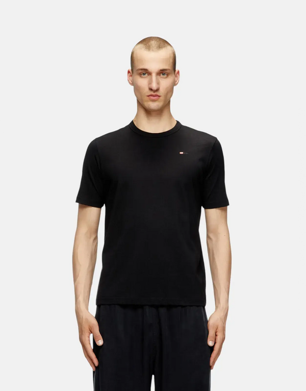Diesel Microdiv Logo Crew Neck T-Shirt: Soft Cotton, Unisex, Versatile Black