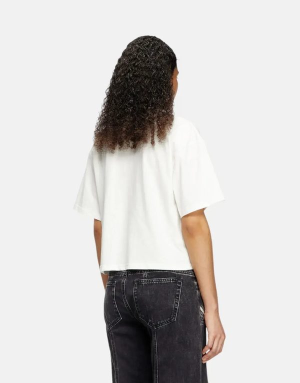 Diesel Women's Oversized Crop T-Shirt: Organic Cotton, Laser-Cut Oval D Logo