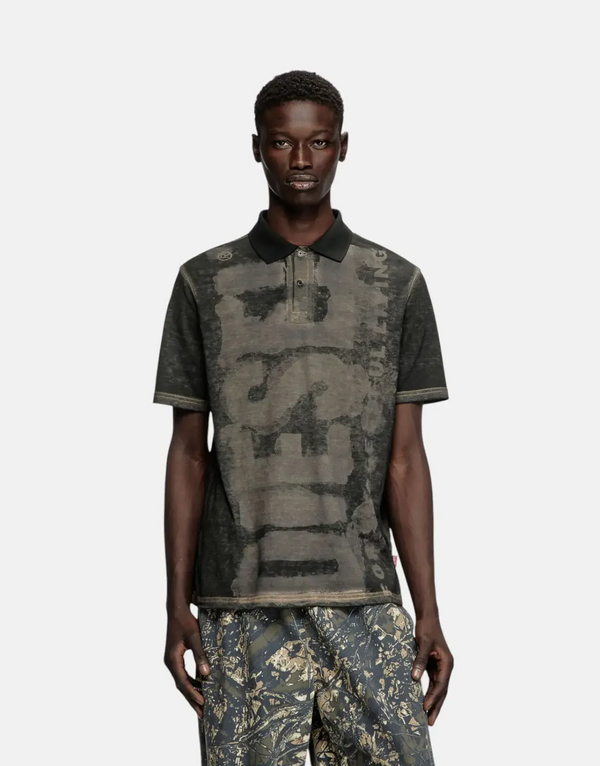 Stylish Diesel Men's T-Rejust Polo Shirt Unique Water Print Design