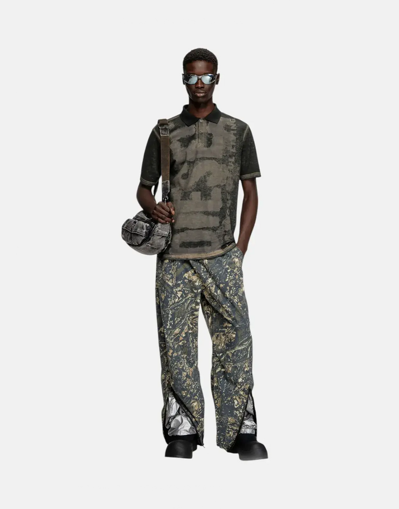 Stylish Diesel Men's T-Rejust Polo Shirt Unique Water Print Design