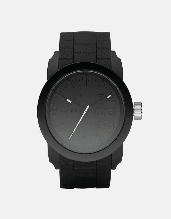 Diesel Viewfinder Watch: Bold Gray-Blue Dial, Durable Silicone, Water Resistant