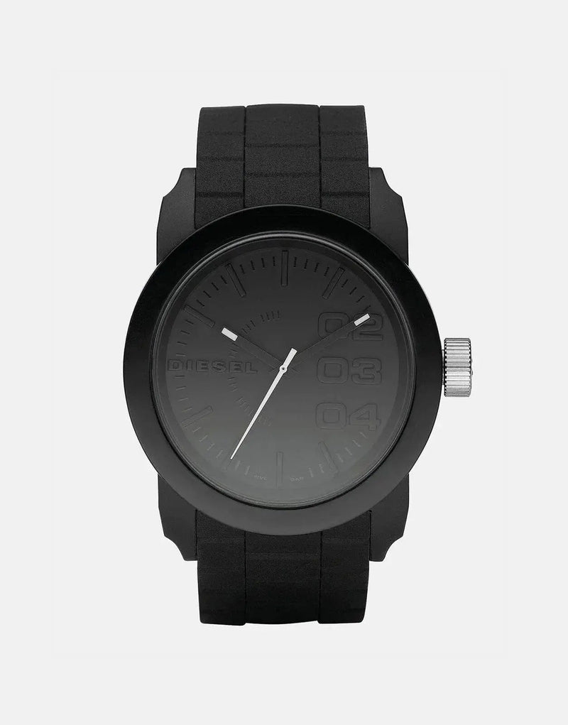 Diesel Viewfinder Watch: Bold Gray-Blue Dial, Durable Silicone, Water Resistant