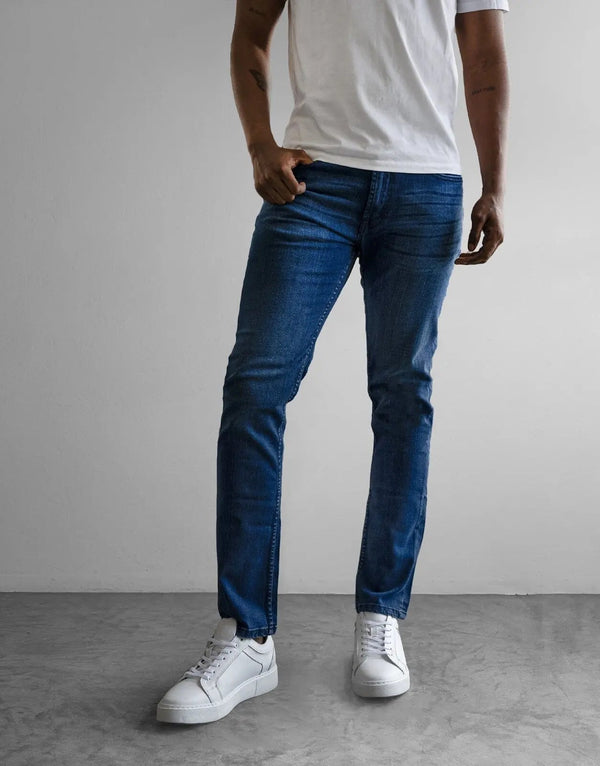 Men's Fade Core Liquid Blue Skinny Fit Powerstretch Denim Jeans