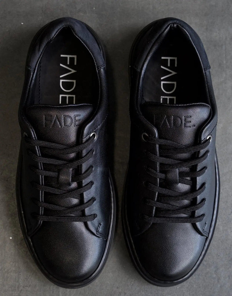 Premium Handmade Leather Low-Top Essential Black Sneakers for Men